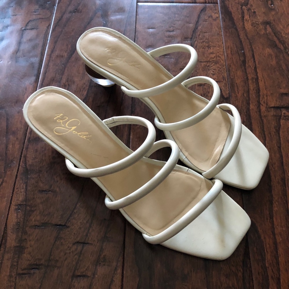 42 Gold | White Motif Sandals| size 9.5